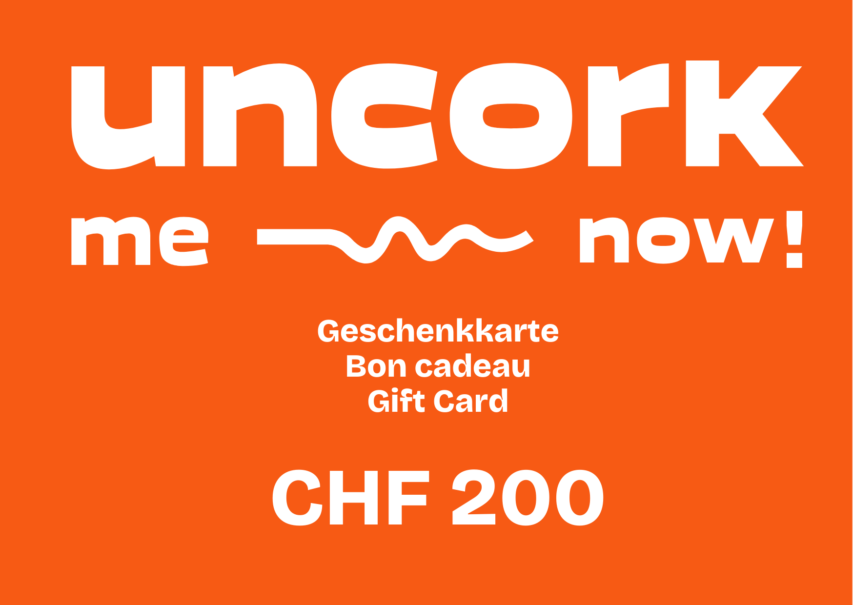 uncorkme-now! Geschenkkarte CHF 500 – Geschenkkarte